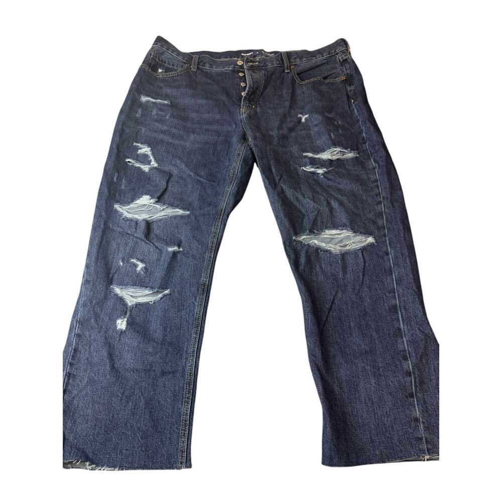 New Size 18 Old Navy Women's Slouchy Straight High Rise Denim Jeans Distressed
